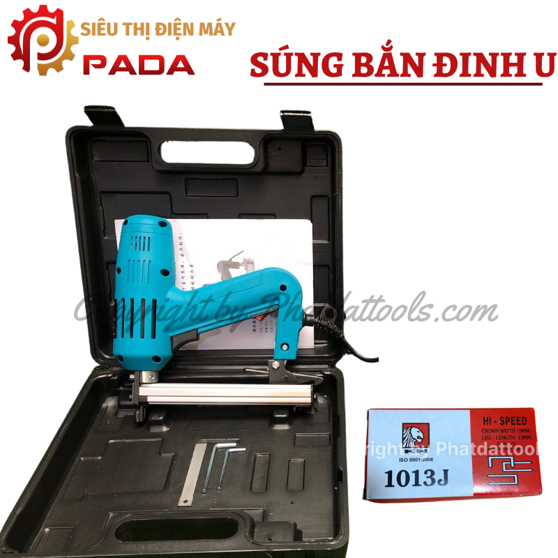 Máy bắn đinh gim gỗ u 1013j cao cấp dùng điện-sung bắn đinh u gỗ-tặng kèm 1 hộp 5000 đinh u1013j