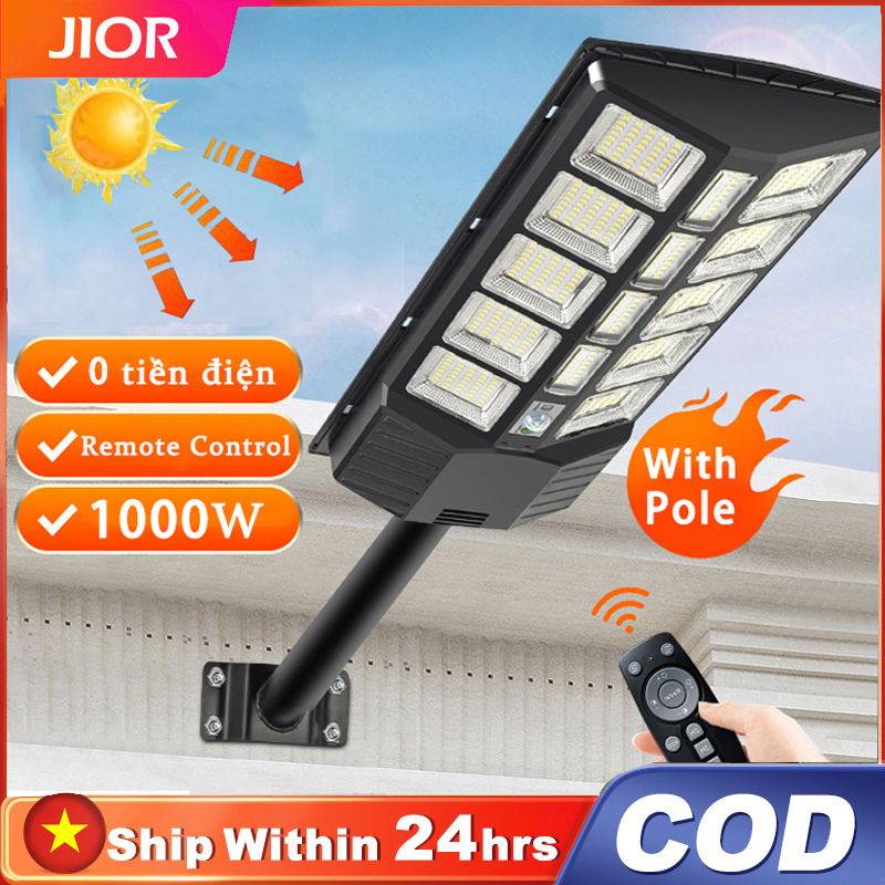 JIOR 1000W đèn led năng lượng mặt trời IP67 chống nước ngoài trời đeng năng lượng mặt trời with remote control 0 tiền điện đèn đường năng lượng mặt trời Thích hợp cho đường vườn