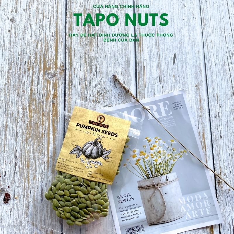 Hạt bí xanh tapo nuts 100g - 100% nhân hạt bí làm sữa, làm bánh, chế biến món ăn