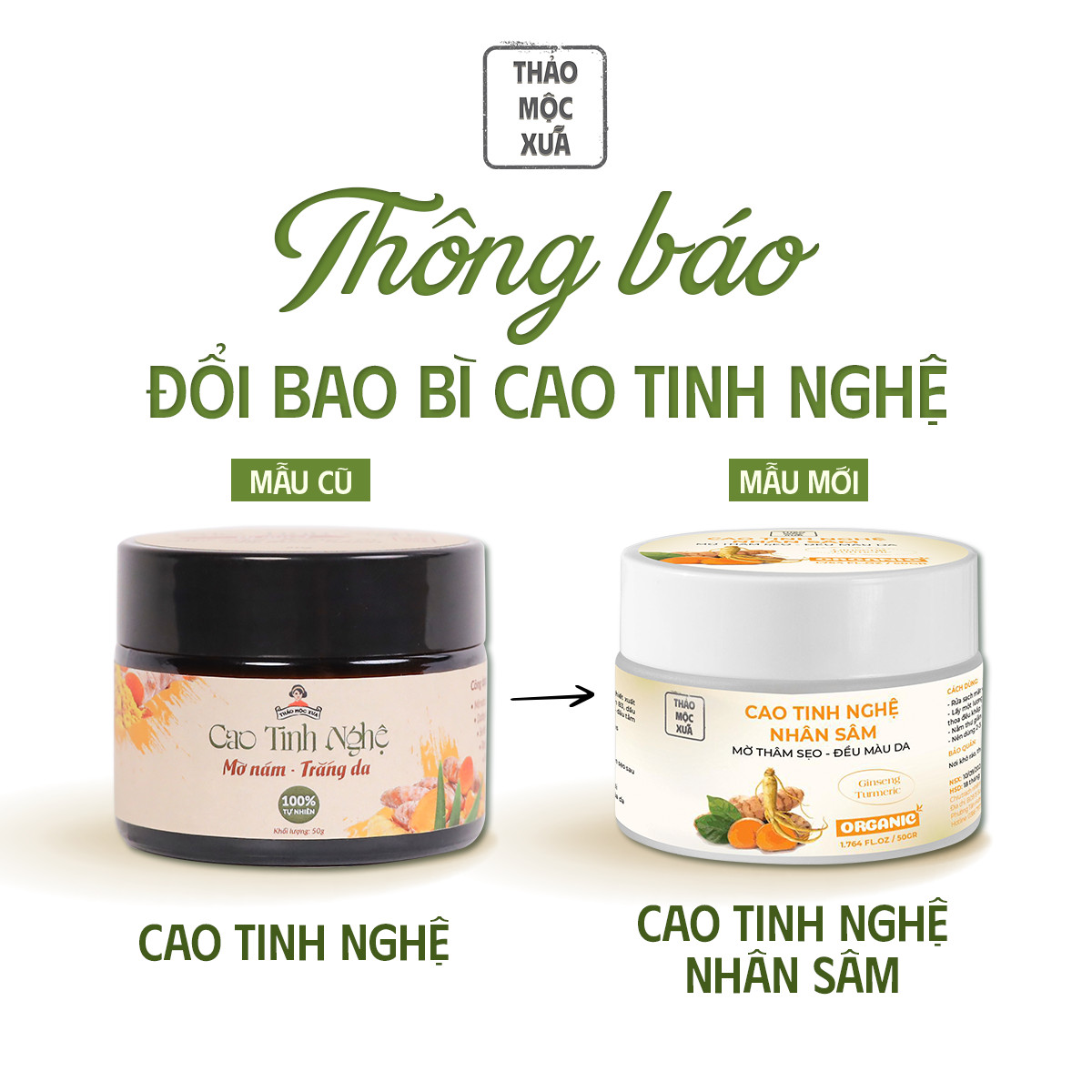 Mặt nạ cao tinh nghệ thảo mộc xưa giúp mờ thâm nám và dưỡng trắng da 50gr