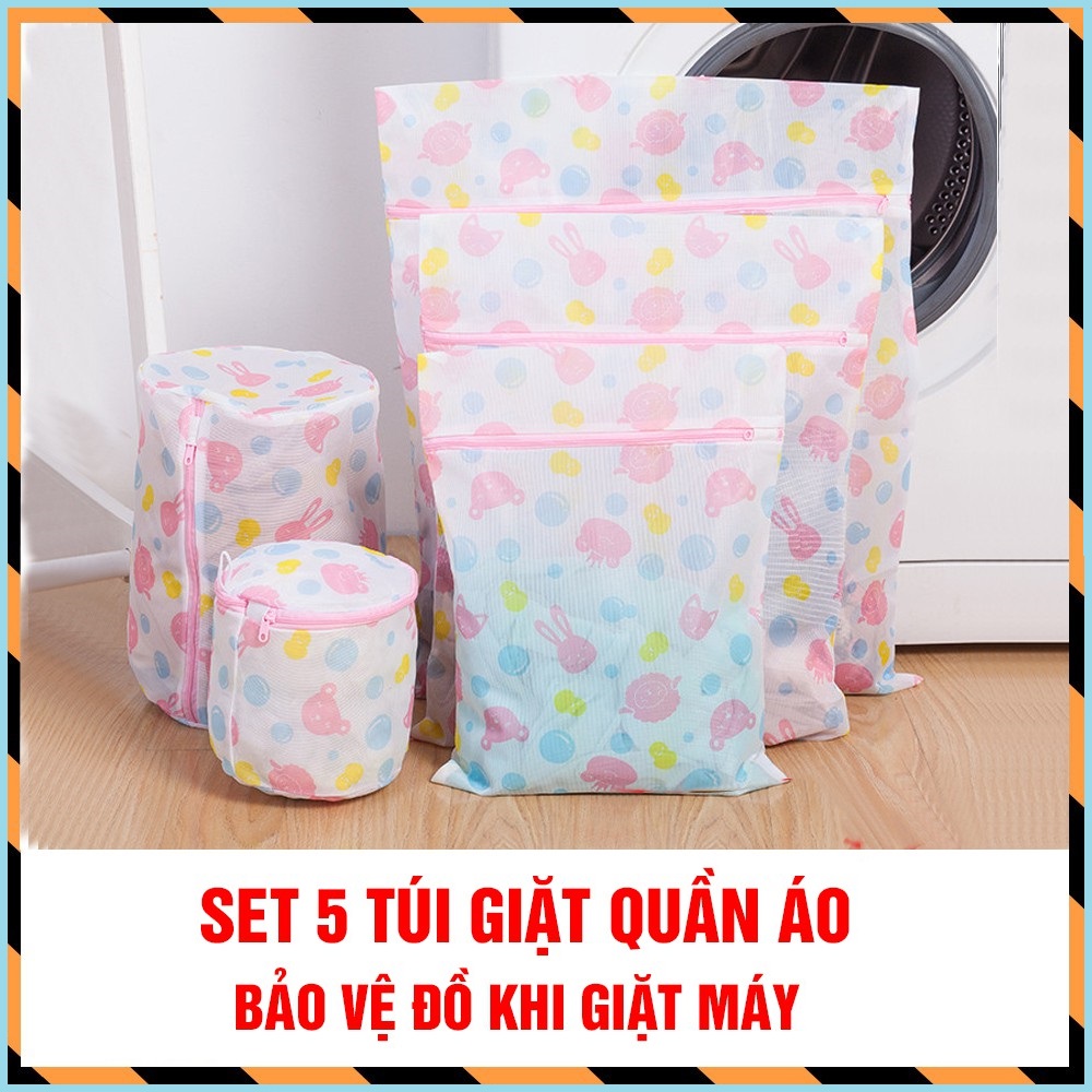 Tui giat quan ao , Set 5 túi giặt quần áo túi giặt đồ lót hình hoa, Túi giặt đồ máy giặt hình hoa set 5 chiếc, túi lưới giặt quần áo tiện lợi, Combo 5 túi lưới giặt đồ loại đại và loại trung