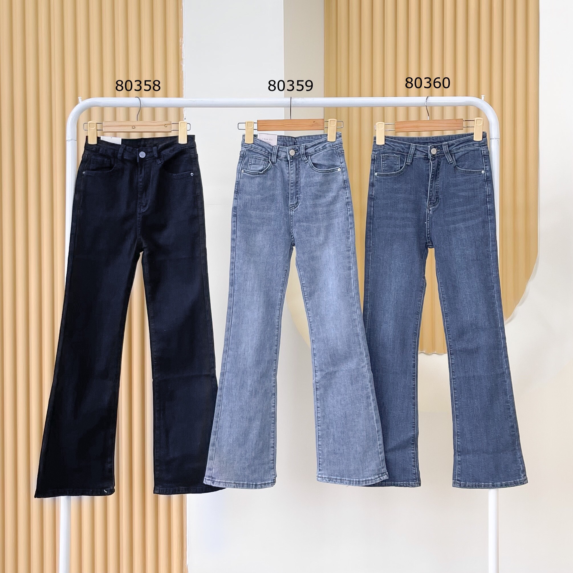 Quần jean ống loe lưng cao 3915 đậm - nhạt - đen
