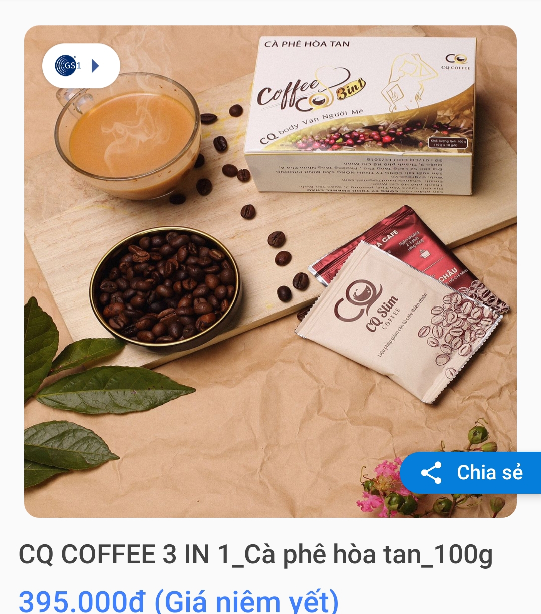 Cà Phê Coffee Giảm Cân CQ Hòa Tan Dành Cho Cơ Địa Khó (hộp 10 gói)