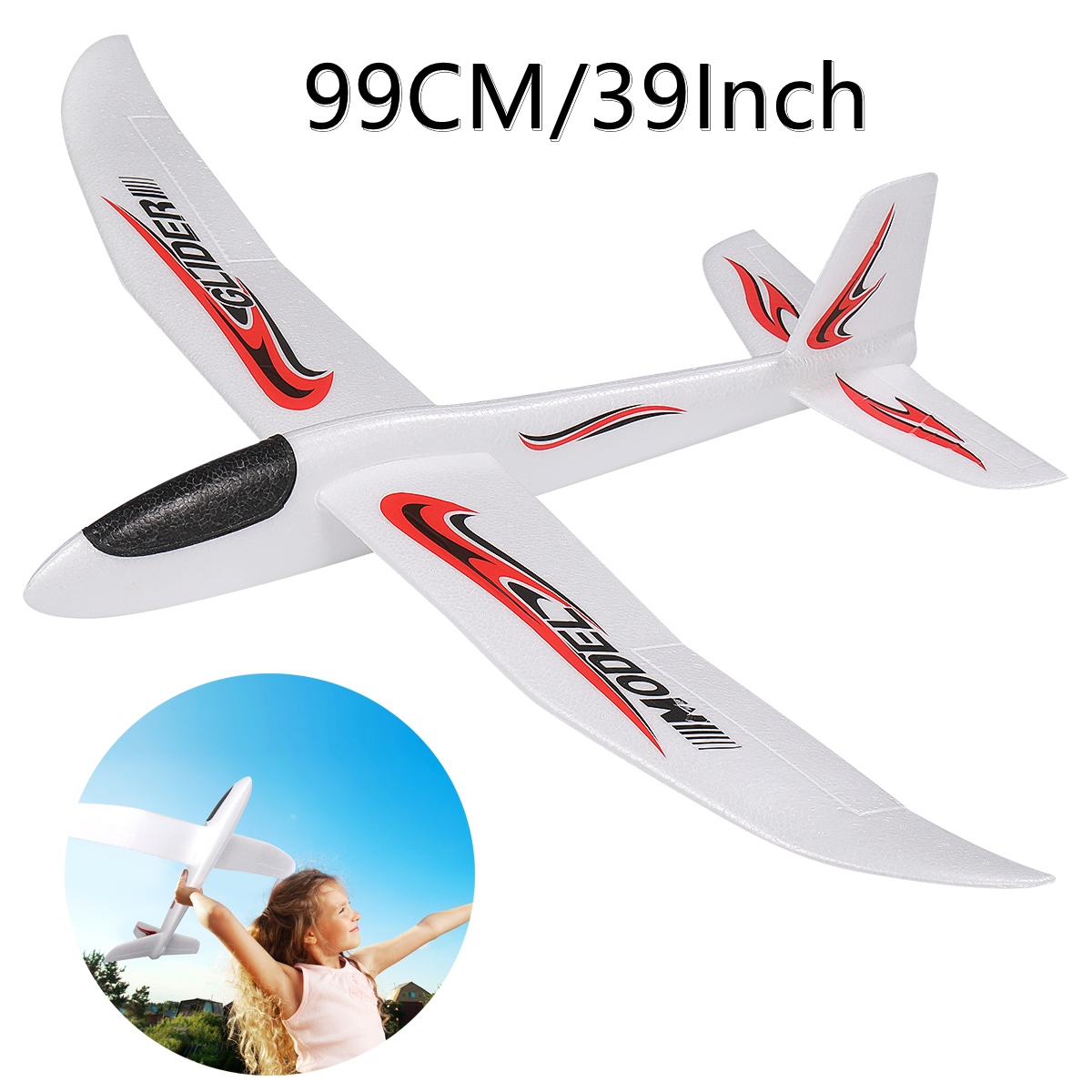 CW 48 99CM Large Foam Glider Airplane Throwing Planes Toy 2 Flight Mode