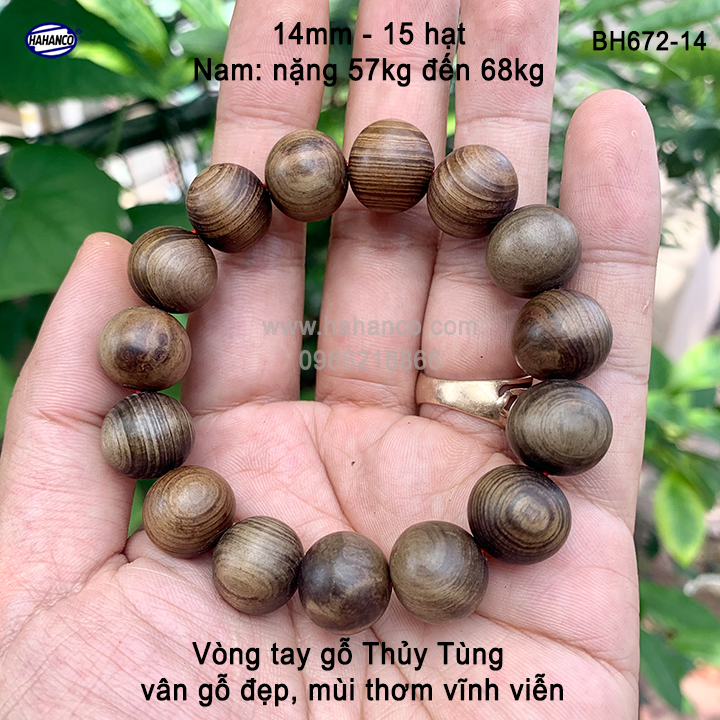 Vòng tay gỗ Thuỷ Tùng thơm vĩnh viễn - Đắc Tài – Đắc Lộc – Đắc Bình An (BH672) HAHANCO
