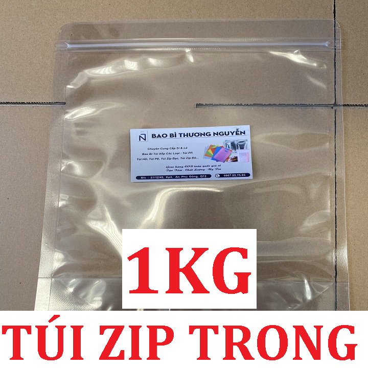1Kg Túi Zipper Trong Suốt Đáy Đứng Đựng Thực Phẩm, Bột, Thức Ăn Tiện Dụng