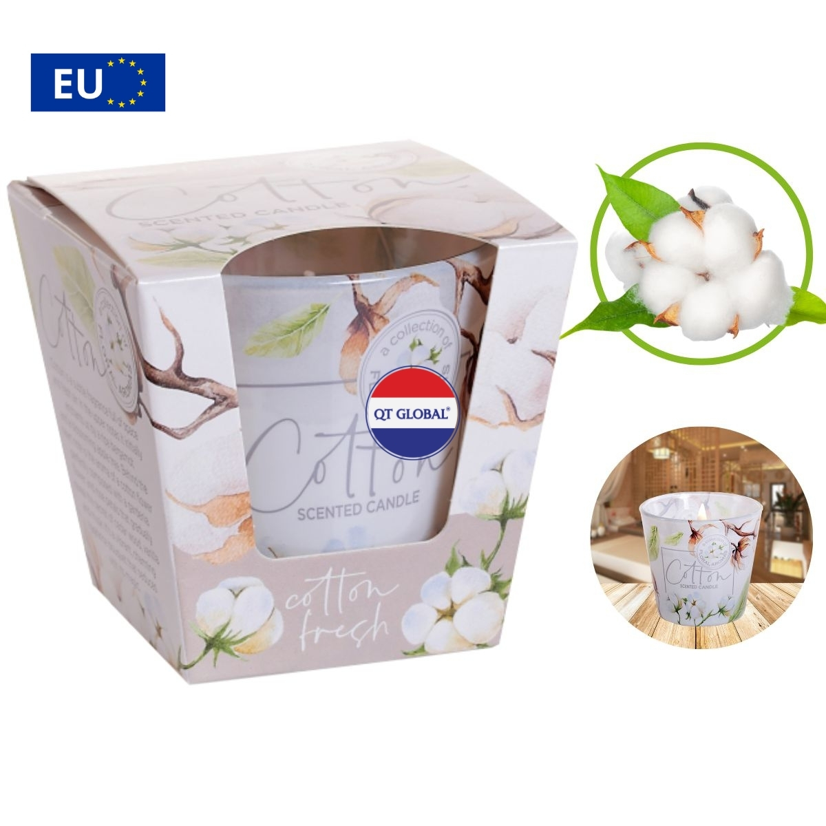 Ly nến thơm Bartek Candles 115g Cotton - hương hoa bông Spa, thơm phòng, hỗ trợ khử mùi (giao mẫu ngẫu nhiên)