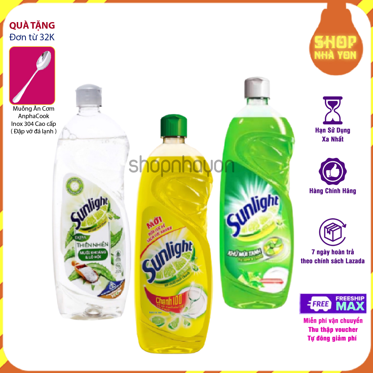 Nước rửa chén Sunlight xà bông rửa chén đậm đặc hương chanh, lô hội muối khoáng matcha trà nhật -400g / 750g