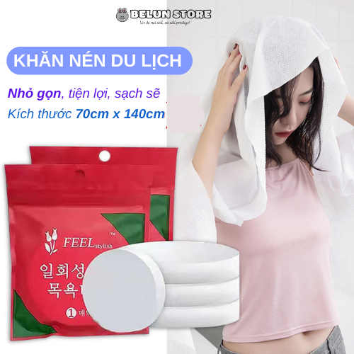 Khăn Tắm Viên Nén Du Lịch 70140cm Nhỏ Gọn Siêu Tiện Lợi... Làm Từ Cotton Sử Dụng Nhiều Lần