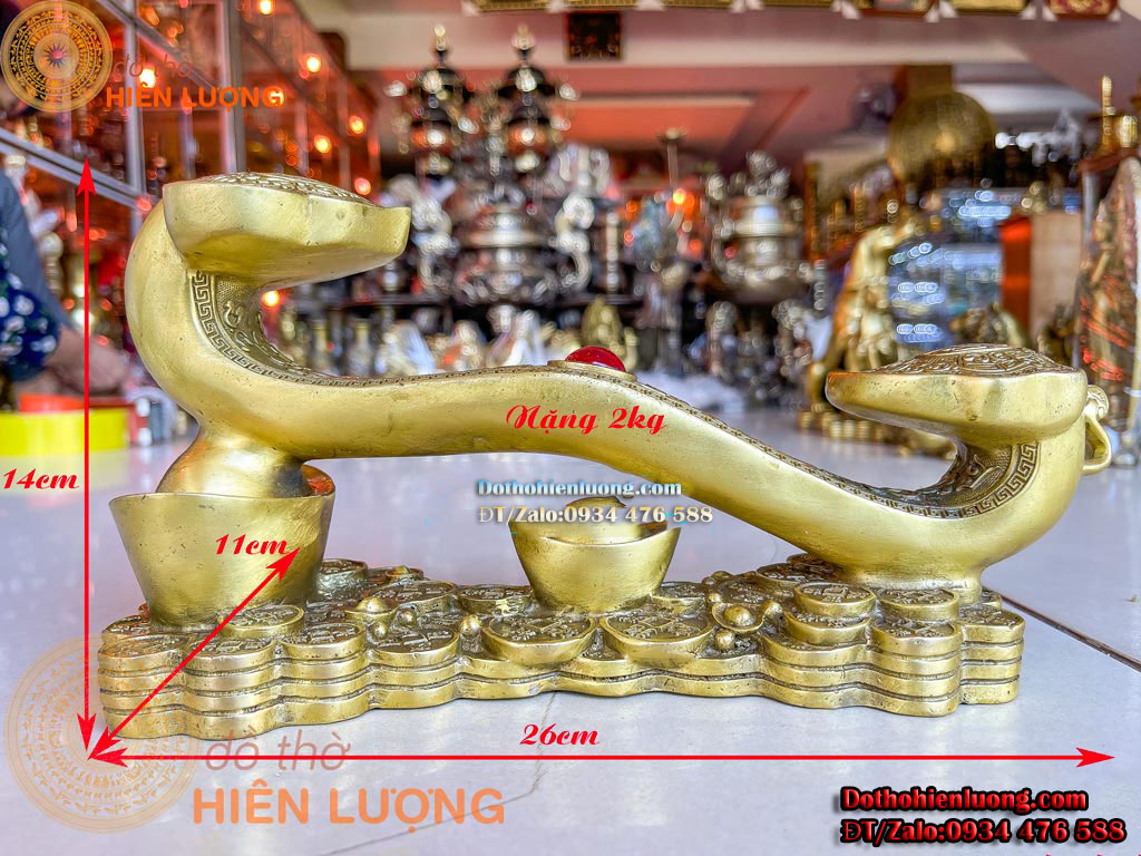 Gậy như ý ngọc đỏ bằng đồng thau - vật phẩm phong thủy