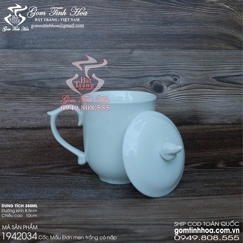Ly cốc sứ men trắng gốm sứ Bát Tràng cao cấp
