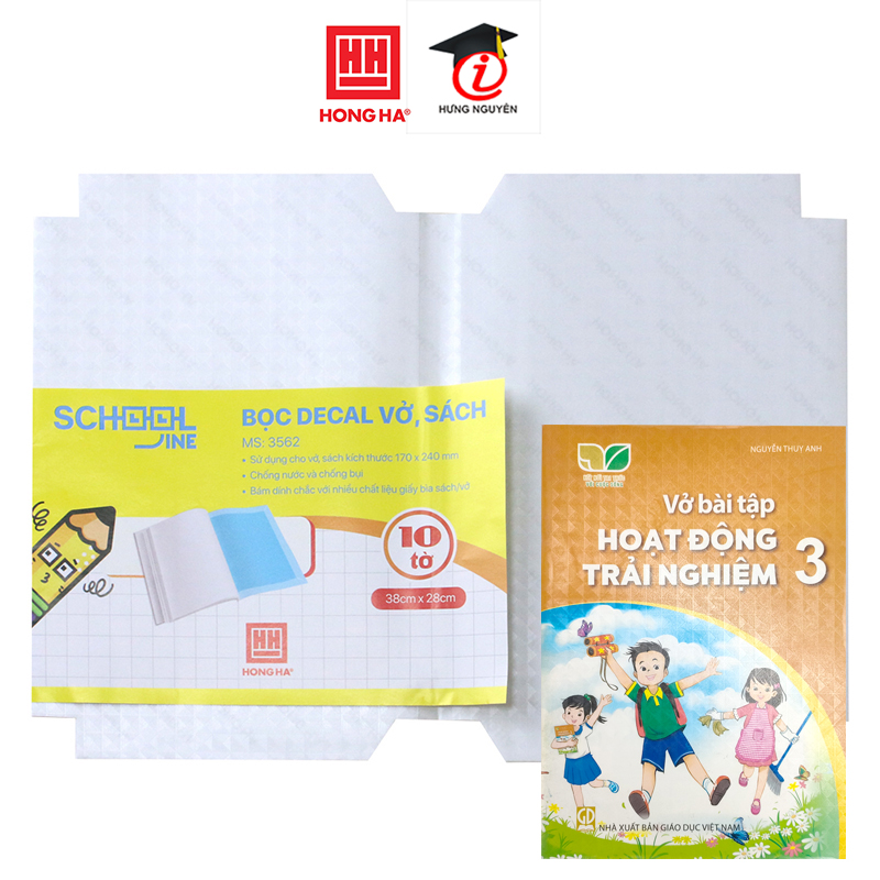 Bọc decal Hồng Hà vở ô ly, sách bài tập ( 280x380mm ) (10 chiếc/tập) - 3562