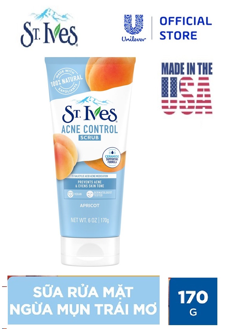 Sữa rửa mặt ngăn ngừa mụn St.Ives Chiết xuất Trái Mơ 170g-không lo về mụn