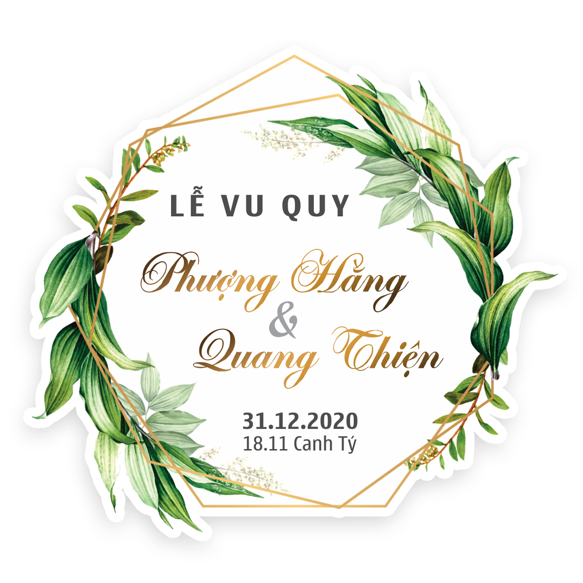 Bảng cưới lễ vu quy_lễ thành hôn tên cô dâu chú rể trang trí đám cưới