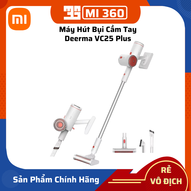 Máy Hút Bụi Cầm Tay Xiaomi Deerma VC25 Plus ✅ Lực Hút Siêu Mạnh Với 3 Đầu Hút✅ Hàng Chính Hãng