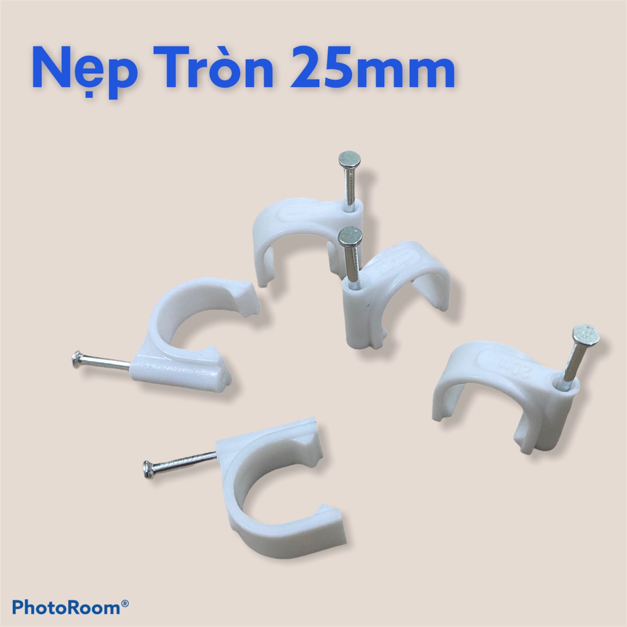 Nẹp tròn 25mm.Nẹp dây điện 1 gói gồm 100 cái