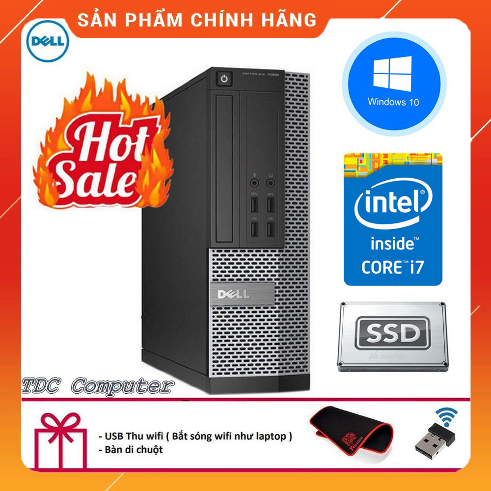 [Trả góp 0%]Case máy tính để bàn Dell Optiplex 7020 SFF cpu Intel Core i7 4770 ram 4GB Ổ cứng SSD 120GB  HDD 500GB. Hàng Nhập Khẩu.Tặng Bàn Di Chuột và USB Thu Wifi.Bảo hành 2 năm [ máy tính đồng bộ dell ]