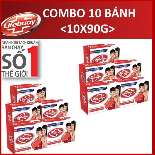 Combo 10 xà bông cục lifebuoy bảo vệ vượt trội 10 90gx10 cục