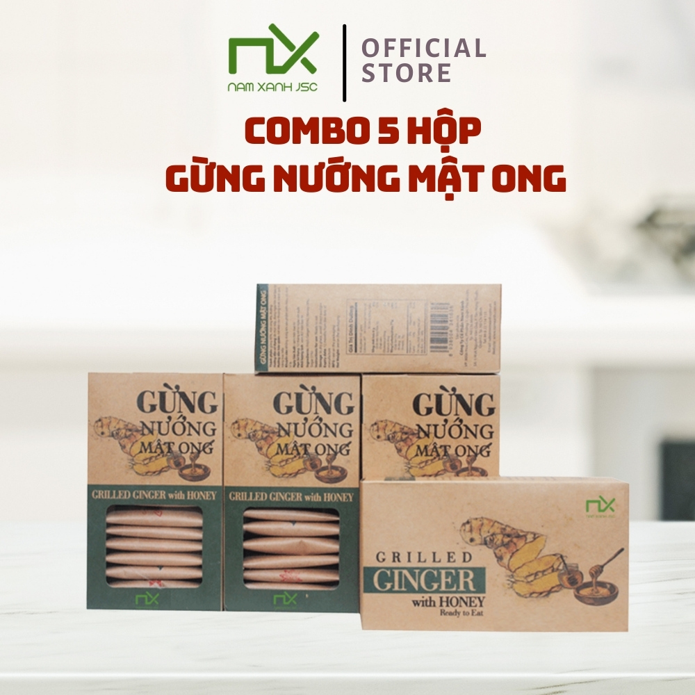 COMBO 5 HỘP GỪNG NƯỚNG MẬT ONG NAM XANH