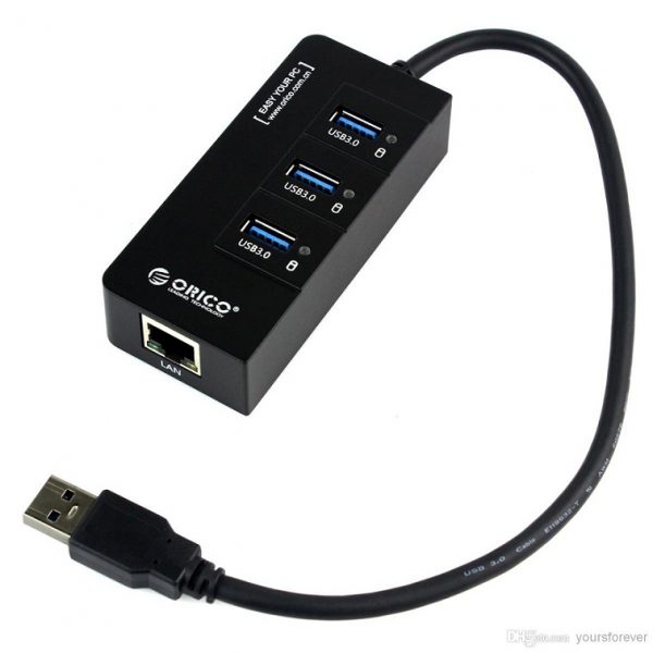 Bộ chia usb 3.0 orico 3 cổng usb 3.0 tích hợp cổng lan gigabit hr01-u3