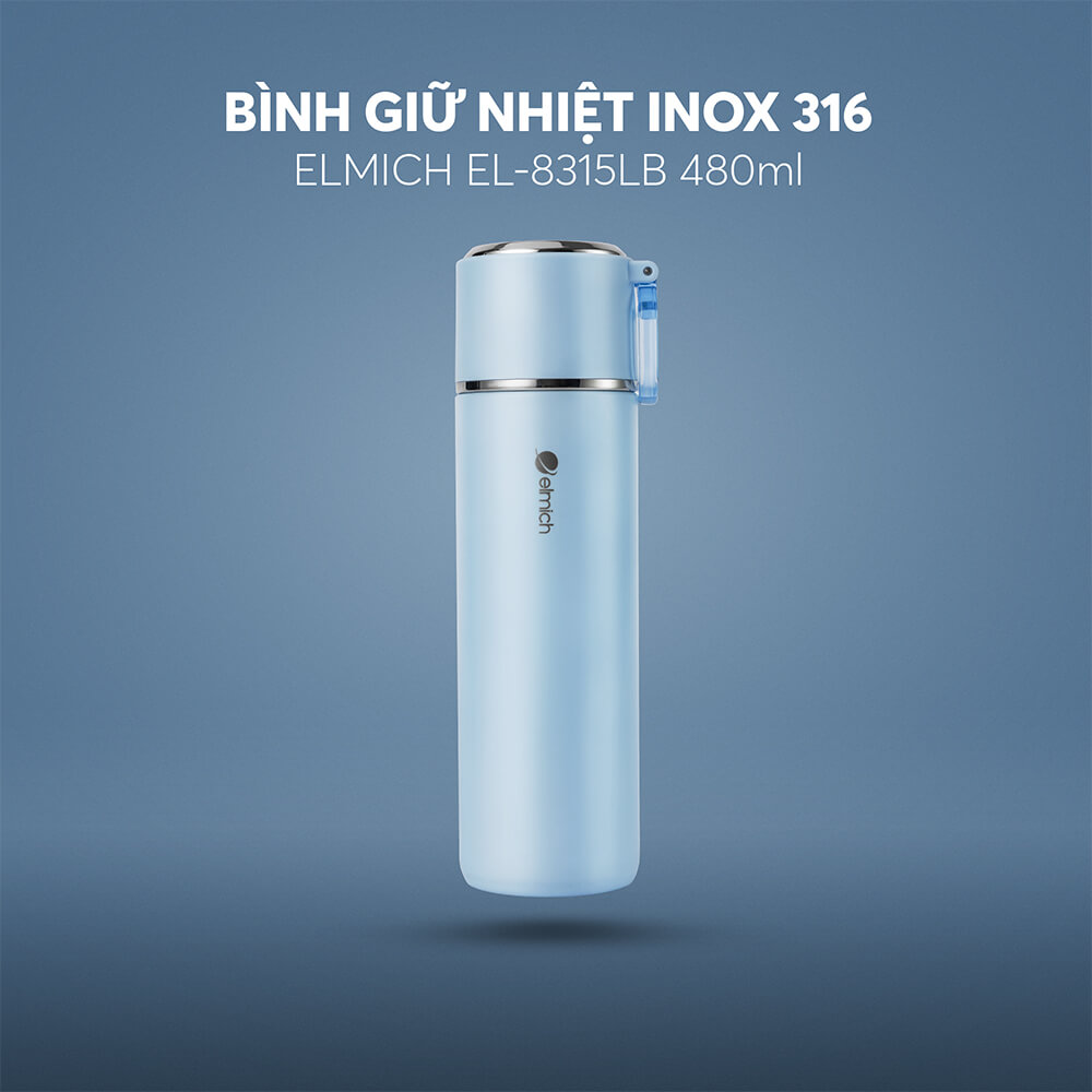 (Duy nhất từ 05-17.01)Bình giữ nhiệt inox 316 Elmich EL8315 dung tích 480ml