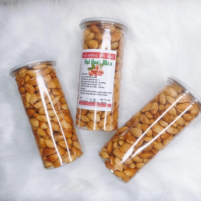 Hạt hạnh nhân rang bơ còn vỏ hộp 500G loại thơm ngon, ròn rụm