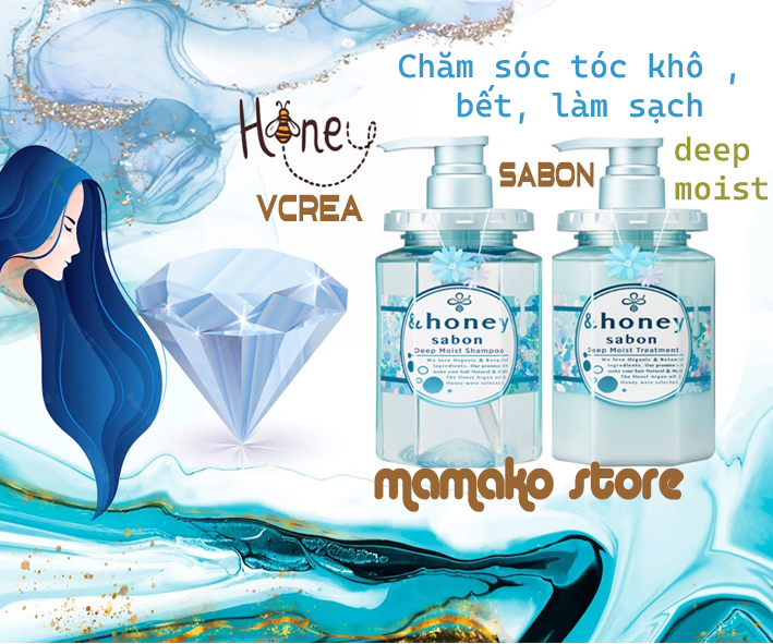 Dòng giới hạn/ limited/combo dầu gội & xã organic vicrea honey savon deep moist pair set sabon 2023ver/ dòng deep moist/tóc khô