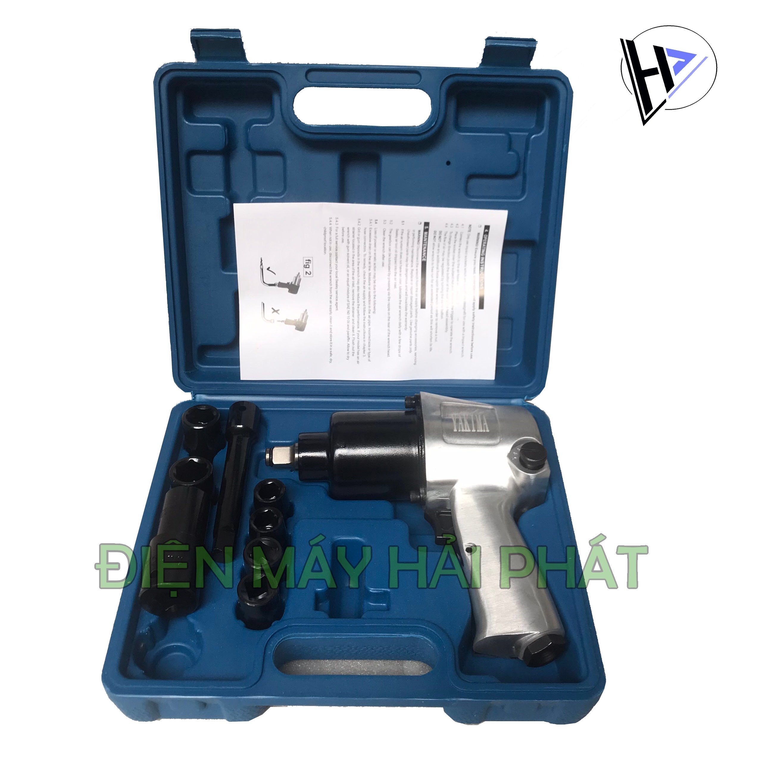 Máy mở siết bulong ốc 2 búa Yakima Japan 1/2 inch dùng hơi 850 Nm-Máy siết bulong