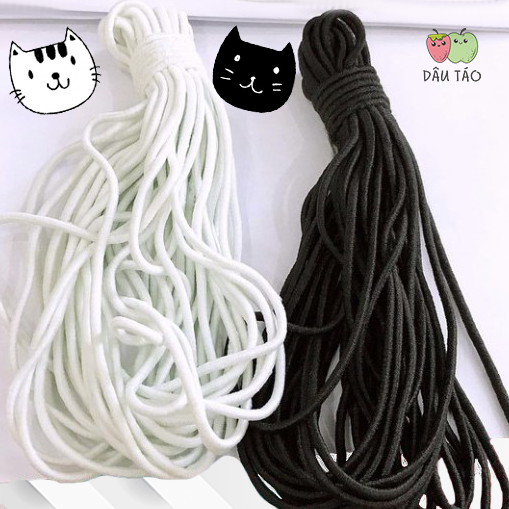 Dây chun may khẩu trang DT Style chỉ 400đ/mét giá cực rẻ - dây quai dây thun bản dẹt tròn đính nút chặn may khẩu trang