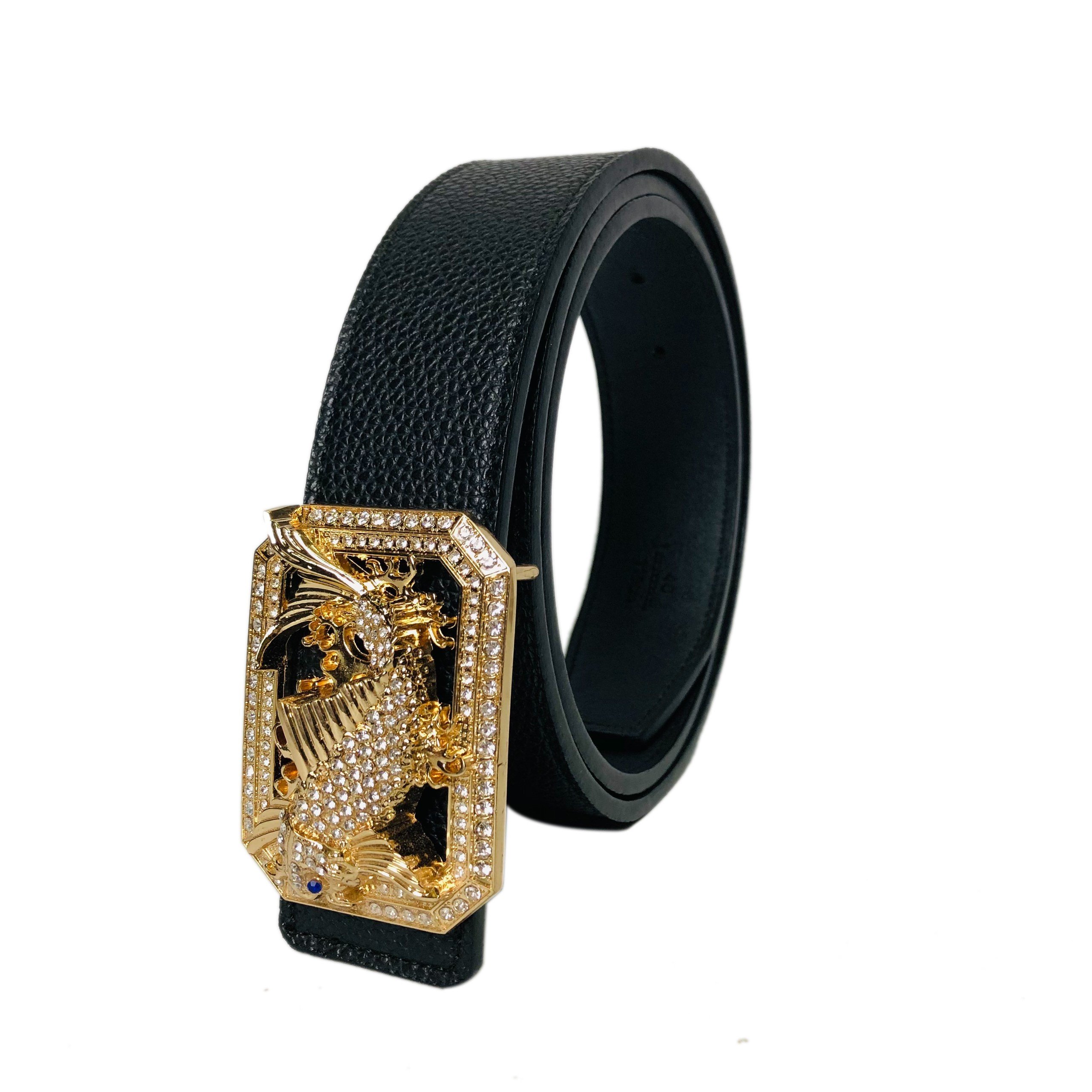 Dây nịt nam thời trang phụ kiện độc lạ, Thắt lưng nam 12 con giáp Mặt Cá Chép Vàng , Thắt lưng nam đính đá