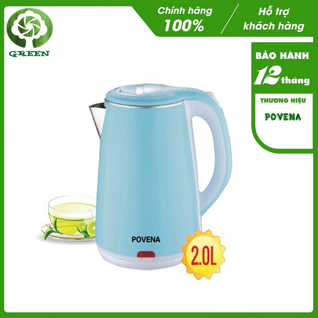 Ấm đun nước siêu tốc povena pvn-22 2.0 lít công suất 1500w