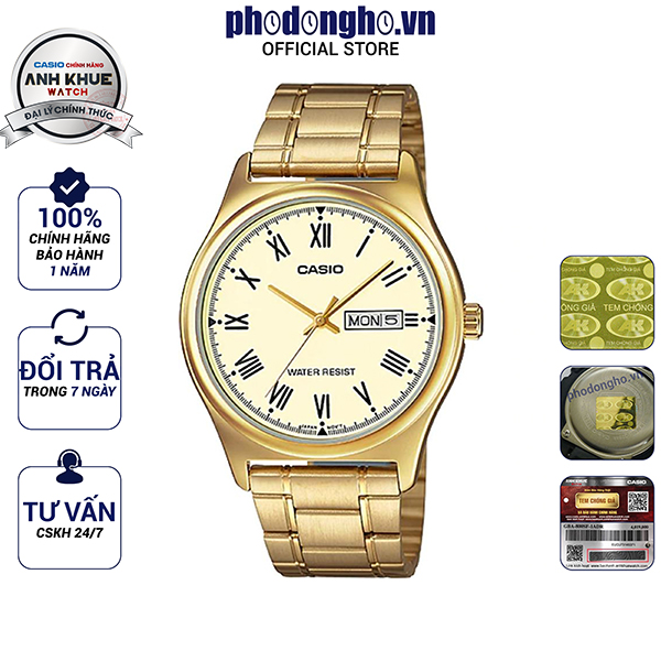 Đồng hồ nam dây kim loại Casio Anh Khuê MTP-V006G-9BUDF