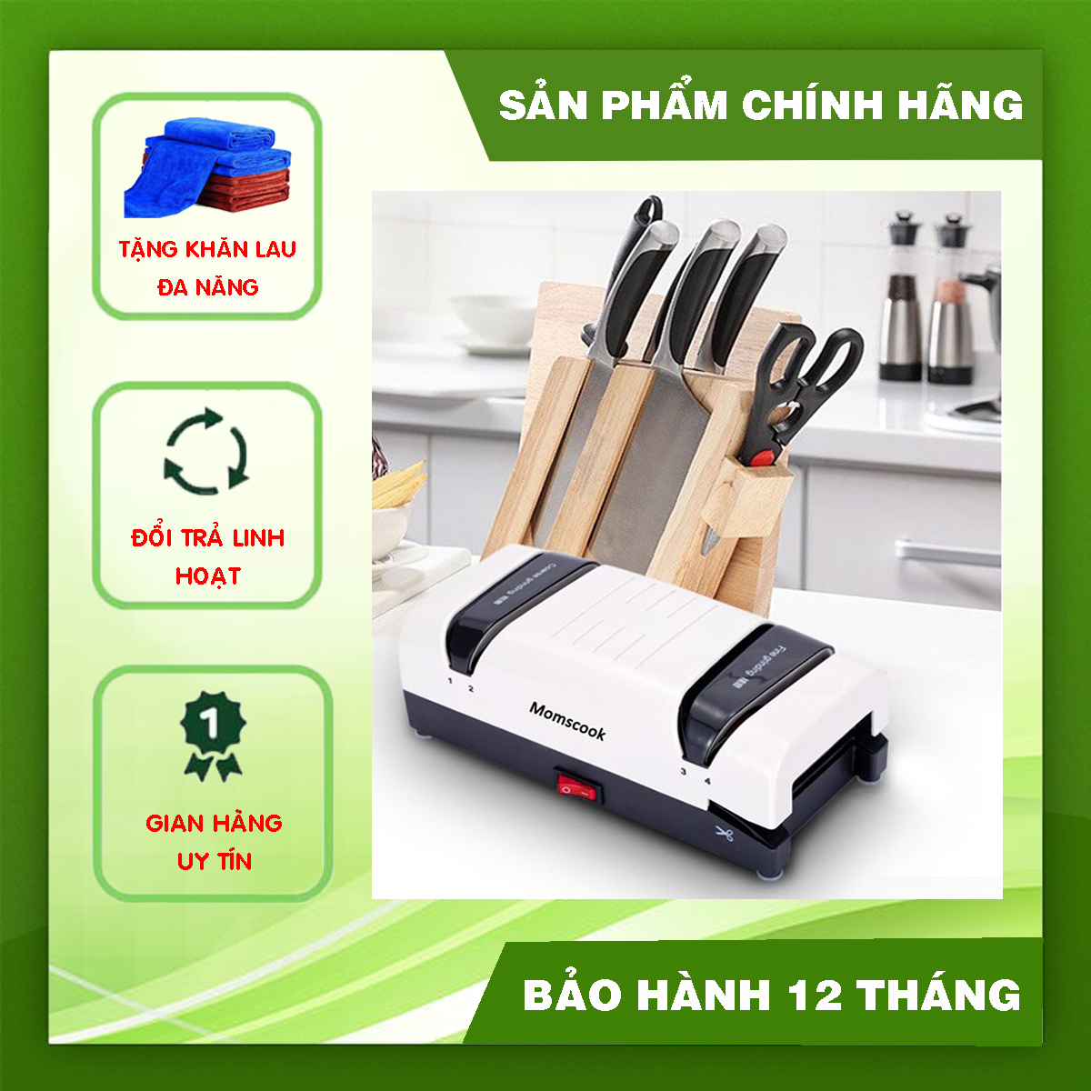 Máy mài dao kéo bằng điện đa năng momscook cao cấp