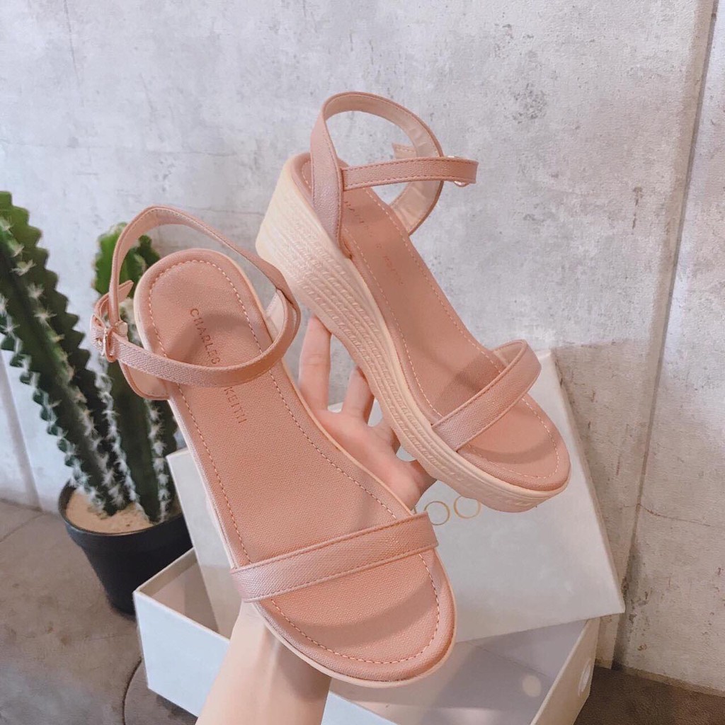 Giày Đế Xuồng Nữ Cao Gót, Giày Sandal Nữ Gót Cao 5P Gót Xốp Chống Trơn Trượt Chuẩn Size
