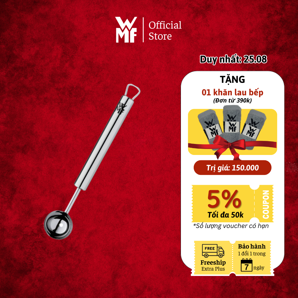Muỗng múc dưa lưới/khoai tây wmf profi plus chất liệu thép không gỉ cromargan 18/10 cao cấp, đa chức năng 1871266030