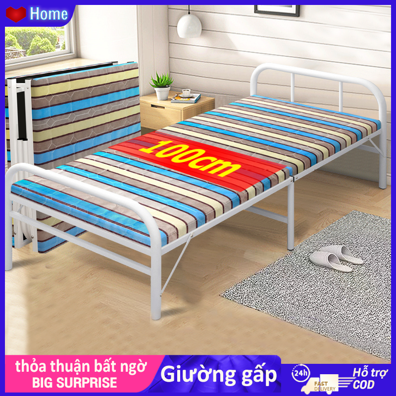 HOME Giường gấp, giường nghỉ trưa văn phòng di động, giường khung sắt- hàng nhập khẩu