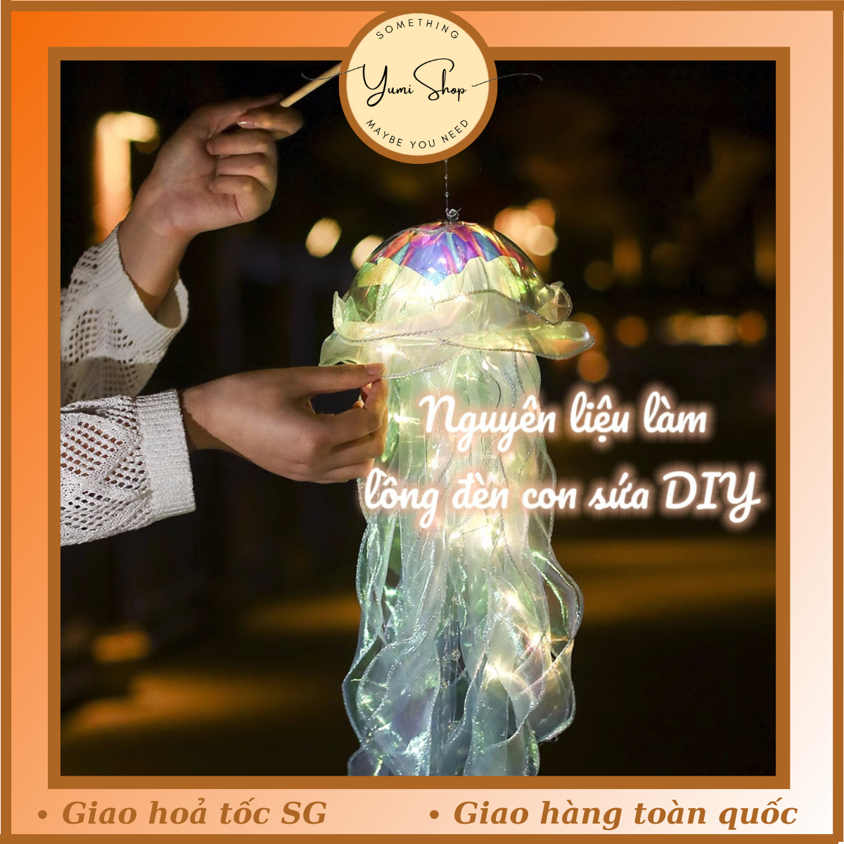 Bộ kit nguyên liệu làm lồng đèn con sứa tua rua bé tập làm đồ chơi trung thu 2023