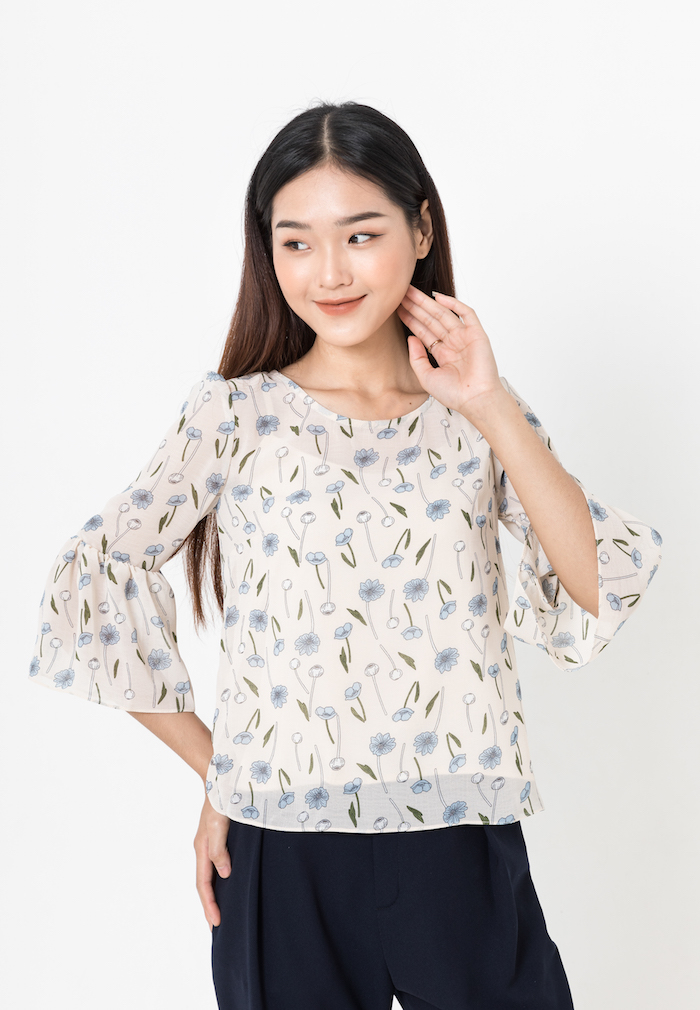 De Leah - Áo Croptop Tay Chuông - Thời trang thiết kế