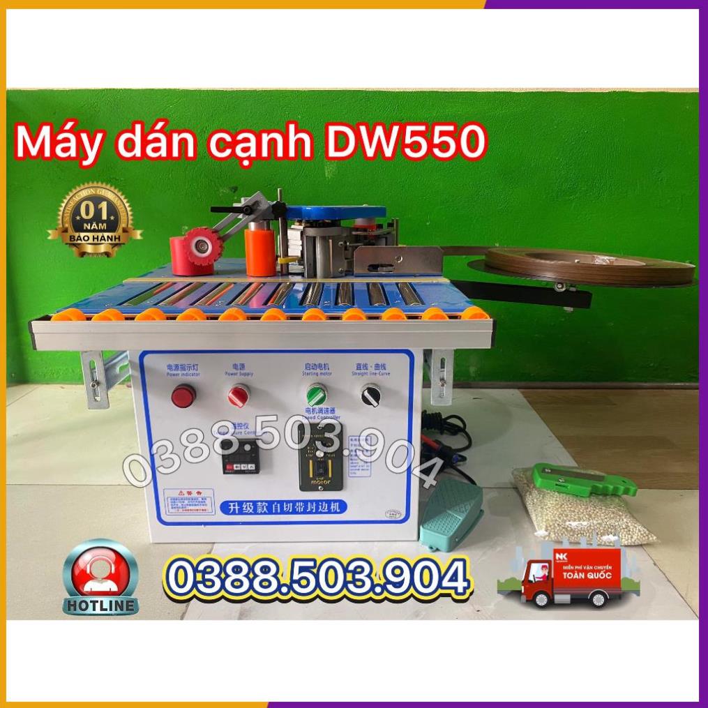 Máy dán cạnh gỗ DW550 có chức năng dán thẳng tròn vát 45 độ