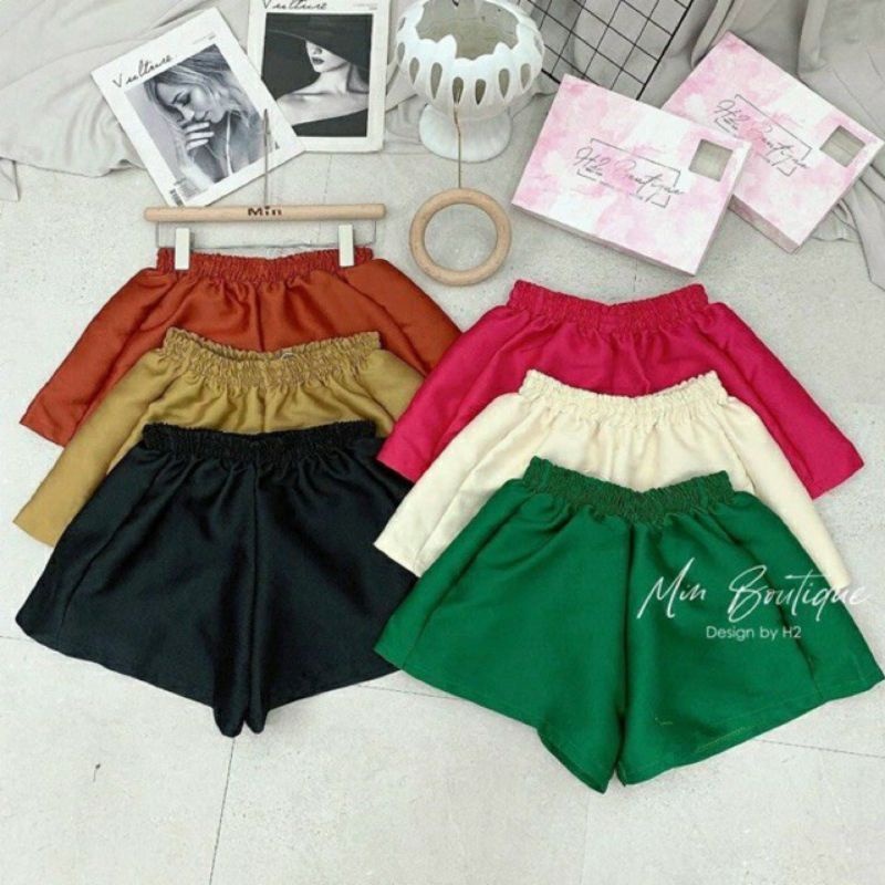 Quần shorts phồng ống rộng cạp chun nhiều màu sắc