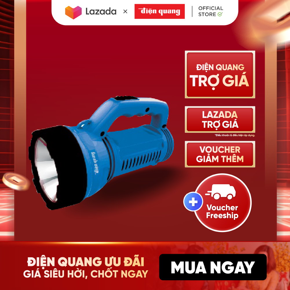 Đèn Pin LED Điện Quang ĐQ PFL08 R BBL (Pin sạc, Xanh dương - Đen)