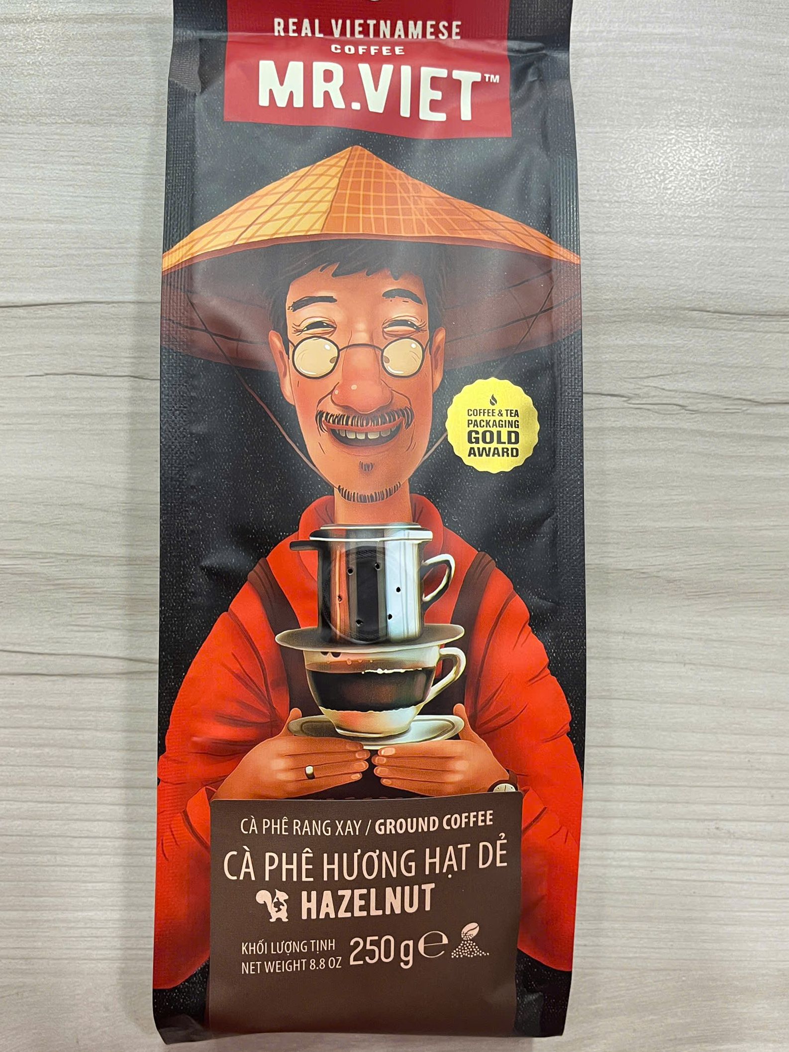  Cà Phê rang xay Hương Hạt Dẻ Mr Viet 250g - Mr Viet hazelnut ground coffee 