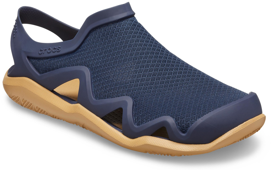 Giày dép crocs chuẩn xịn, chống hôi chân, đế nhựa, bề mặt vải lưới, swiftwater wave mush slip on màu navy