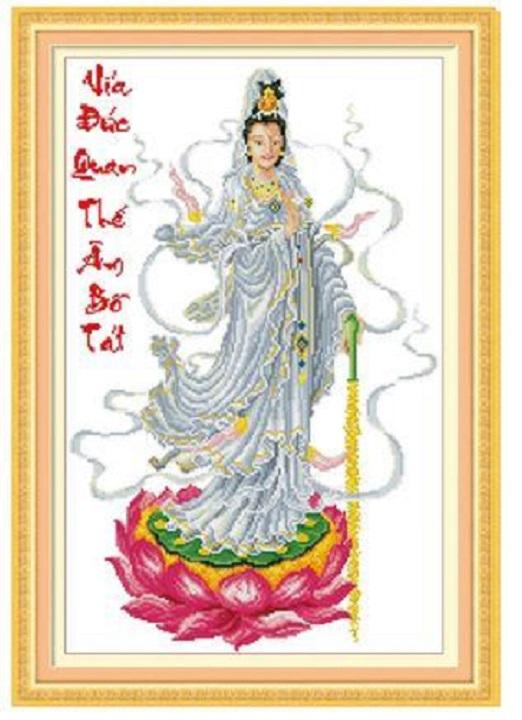 Tranh thêu chữ thập quan thế âm dlh-222876