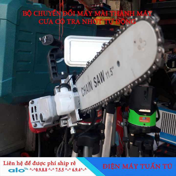 Bộ máy cưa xích điện 220v cho máy mài có bộ tra dầu từ động Môt sản phẩm hữu ích, tiện dụng chắcchắn sẽ giúp ích cho bạn rất nhiêu trong các công việc trong gia đình bạn