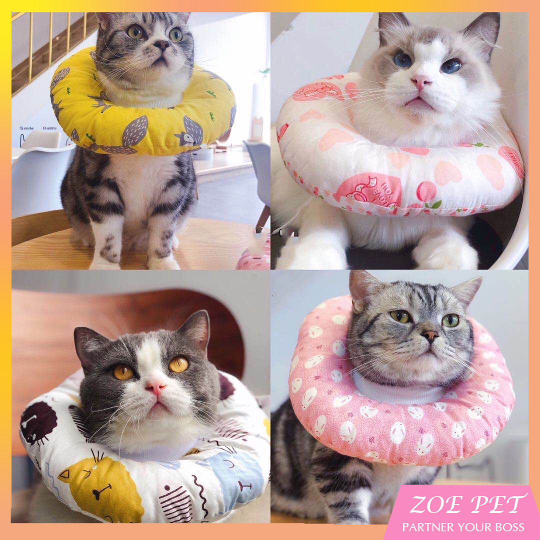 Loa chống liếm cho thú cưng bằng vải siêu nhẹ, gối cho mèo