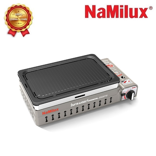 BẾP NƯỚNG GAS HỒNG NGOẠI ĐA NĂNG NAMILUX GM2120PS ( THÊM VỈ NƯỚNG ÁP CHẢO + KIỀNG PHỤ ĐỂ CHUYỂN SANG CHỨC NĂNG NẤU VÀ NƯỚNG - SỬ DỤNG VAN NGẮT GAS AN TOÀN INLINE CUT )