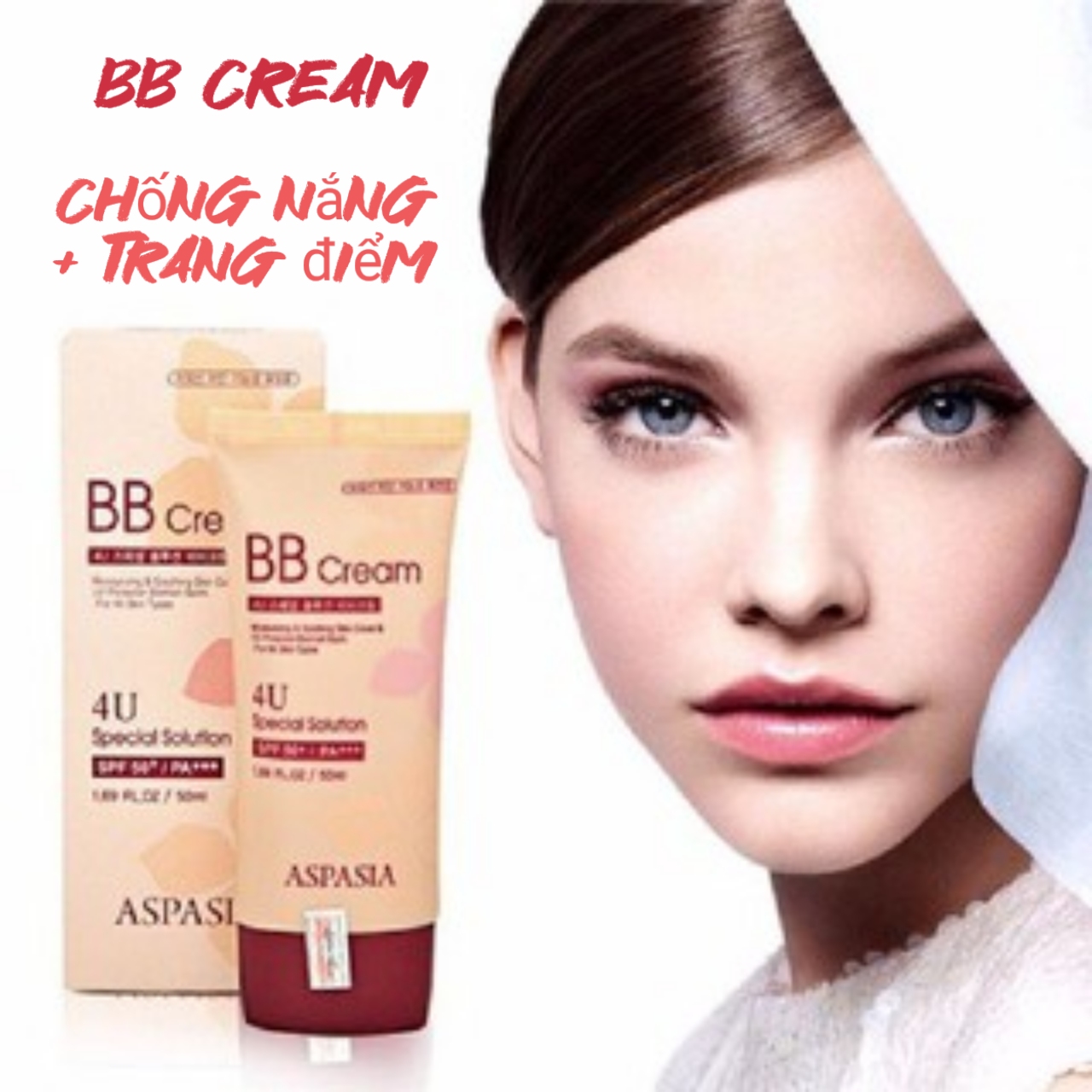 Kem nền chống nắng aspasia 4u special bb solution cream spf50 pa+++ 50g