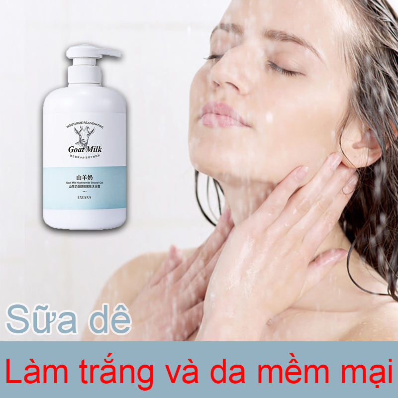 Sữa tắm làm trắng da Làm trắng nhanh Sữa tắm trắng da 500ml Giúp Dưỡng Ẩm Sáng Da giảm mụn lưng hiệu quả Hương thơm lâu dài Tinh chất sữa dê Loại bỏ da chết Làm trắng nhanh chóng