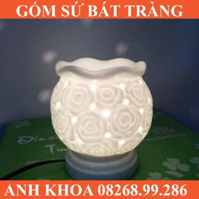 Mẫu đèn xông tinh dầu trắng Gốm sứ Bát Tràng Anh Khoa